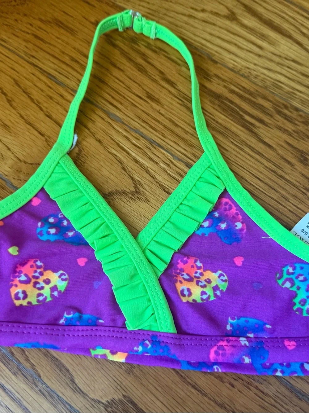 The Children’s Place Girls 5/6 Purple Leopard Heart Bikini Swimsuit Set